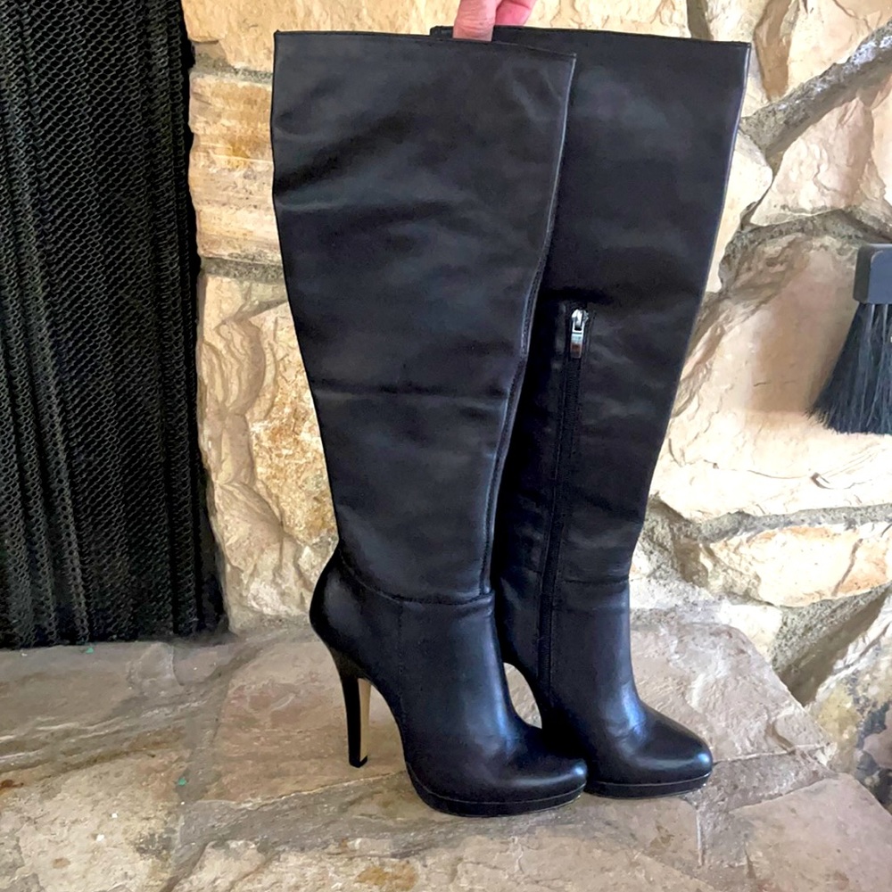 Boston Proper Stretch Black Leather Boot Size 7